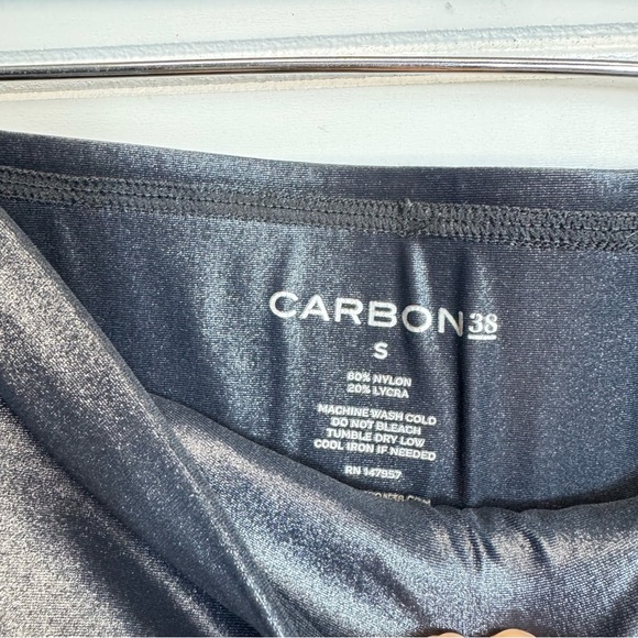 Carbon38 Takara Shine Leggings Womens S Black Gloss Crop High Waist Activewear - Picture 5 of 11